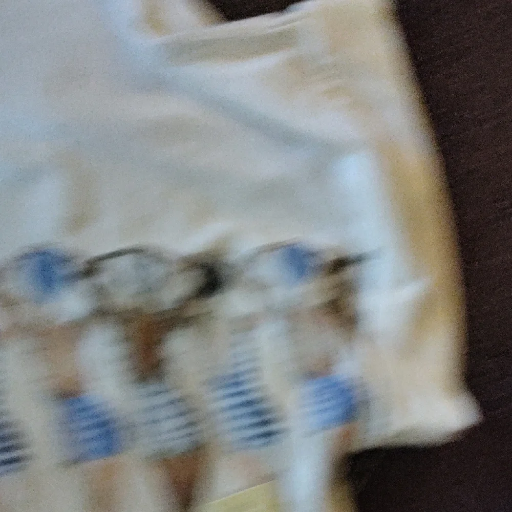 Cyrus White Tee with Blue and Beige Graphic - Picture 5 of 11